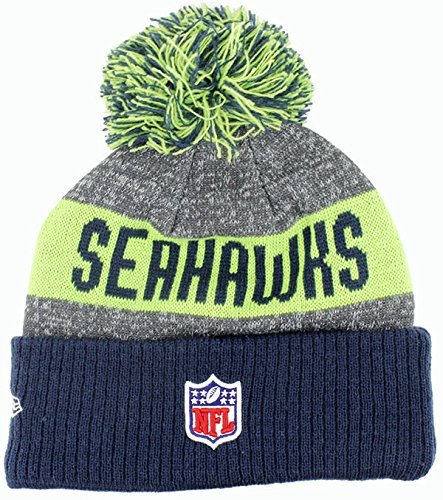 New Era Seahawks 12th Men Cold Weather Sideline Cuffed Knit Beanie Skully Cap Hat Salute to Service (Youth/Kids/Jr. Onfield Sideline) Navy