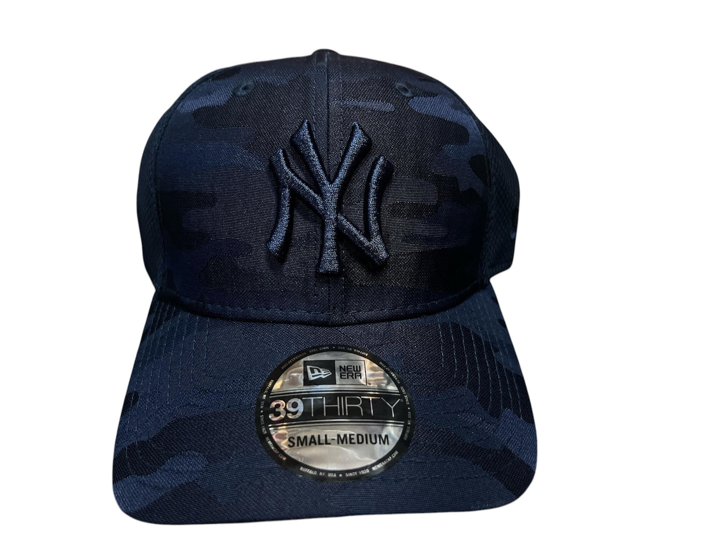 New Era Rare MLB New York Yankees Tonal Camo Blue 39THIRTY Stretch Fitted Hat Size S/M Small to Medium