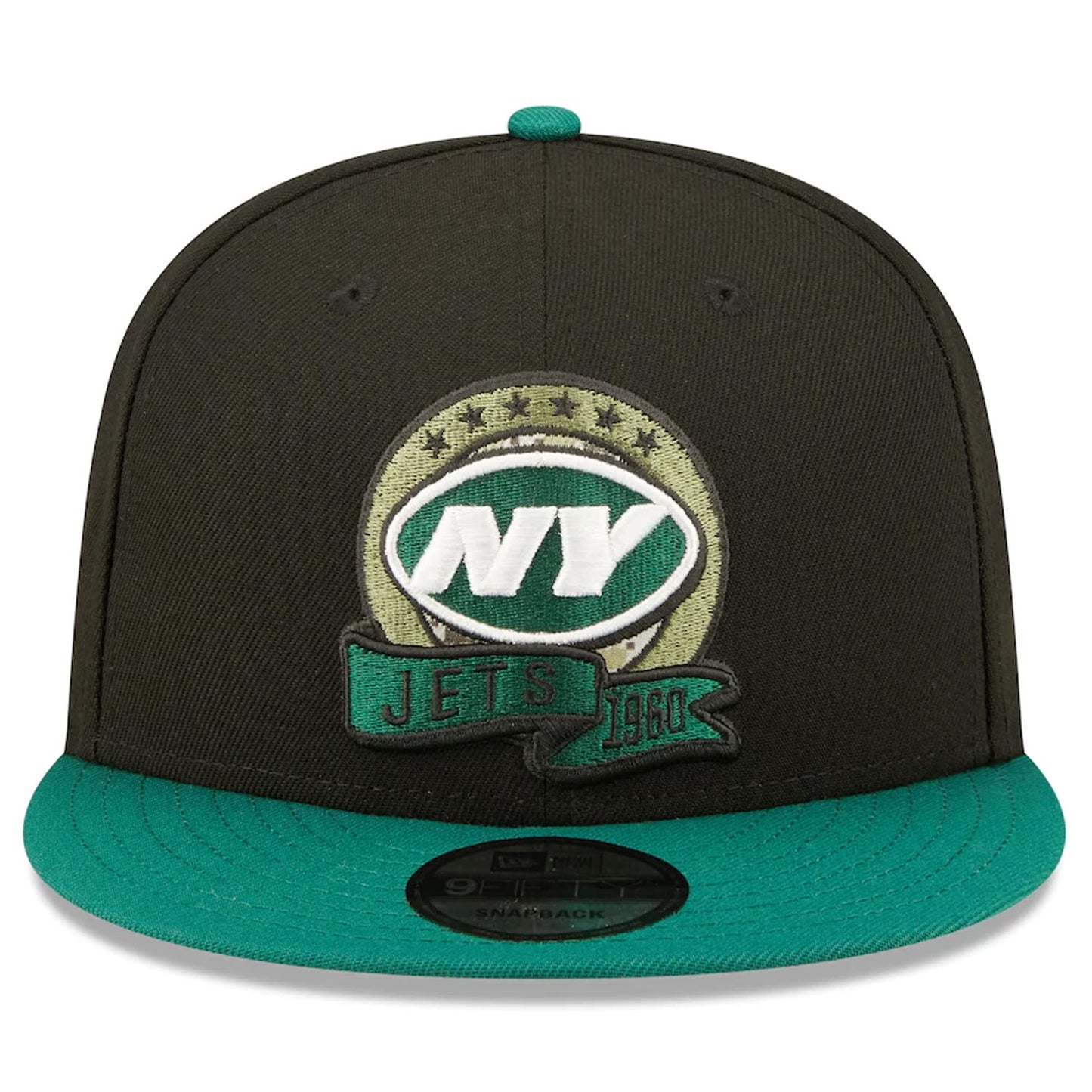 New Era Authentic Exclusive Jets New York 9Fifty Snapback/9Twenty/MVP/9Forty Adjustable Hat - OSFM (Salute to Service 2022) Black