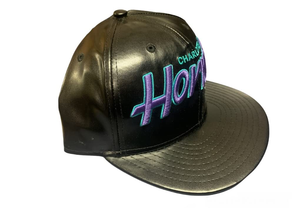 New Era Charlotte Hornets Script Redux Snapback Faux Leather Hat - Black