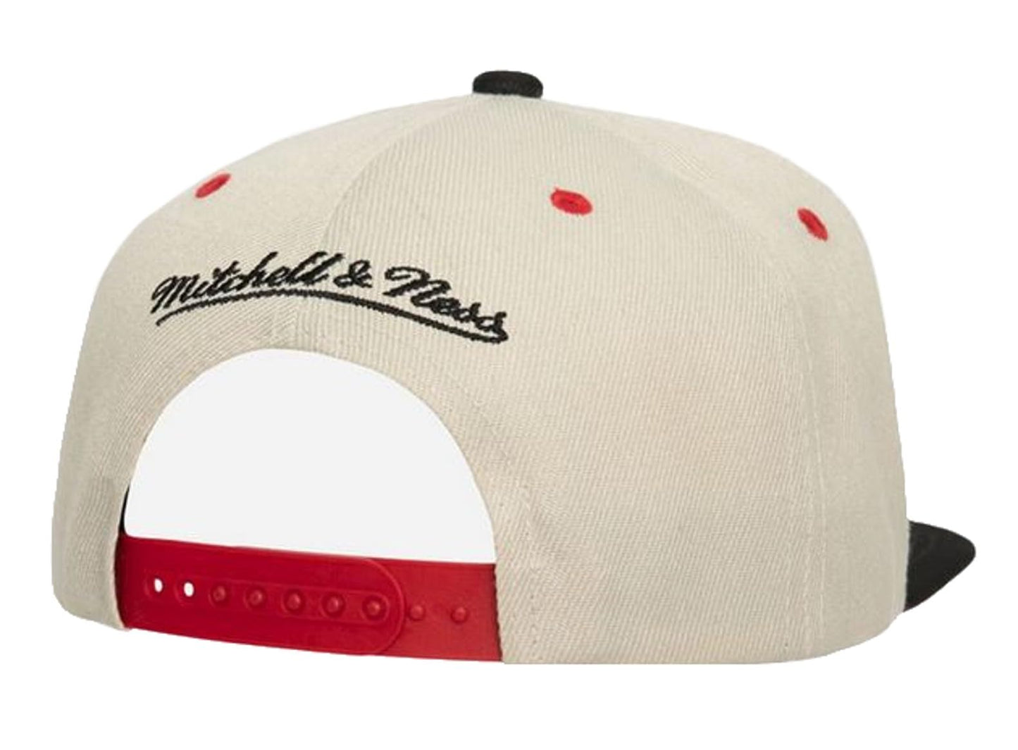 Mitchell & Ness Chicago Bulls Pop Panel Snapback Adjustable Hat Cap - Off White and Black