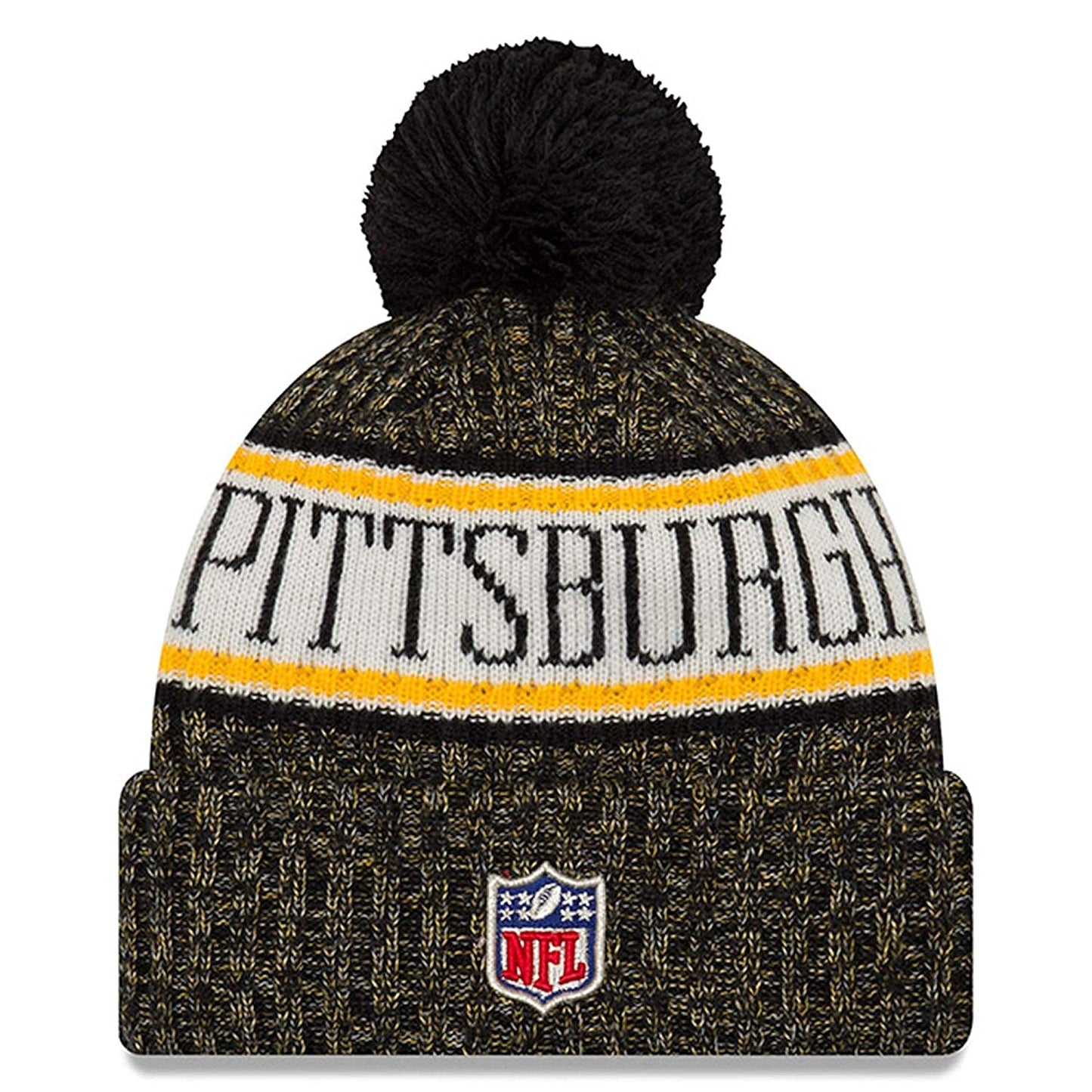 New Era Steelers Sideline Cold Weather Cuffed Knit Beanie Skully Cap Hat One Size Fit Most (Onfield 18) Black