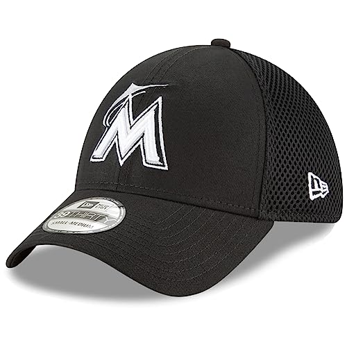 New Era Miami Marlins Black Neo 39THIRTY Flex Hat (Medium/Large)