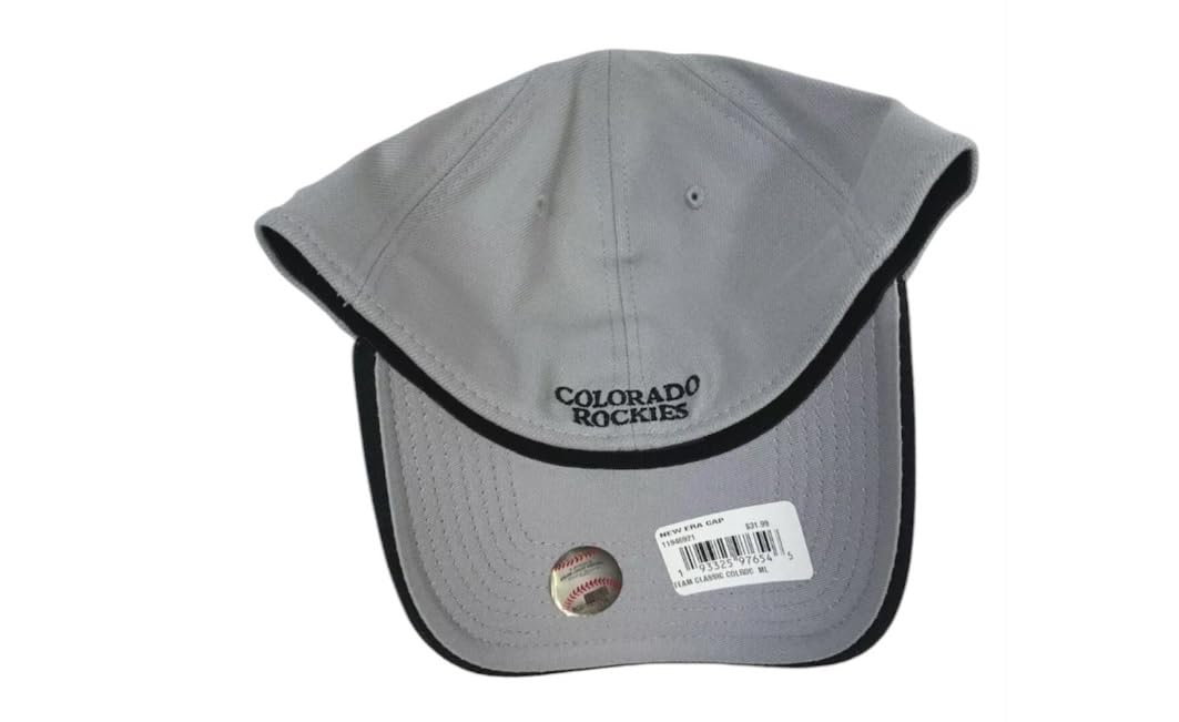 New Era Men's Colorado Rockies Classic Flex-Fit Hat -Gray/Black Stretch Cap (US, Alpha, Small, Medium, Grey/Black)