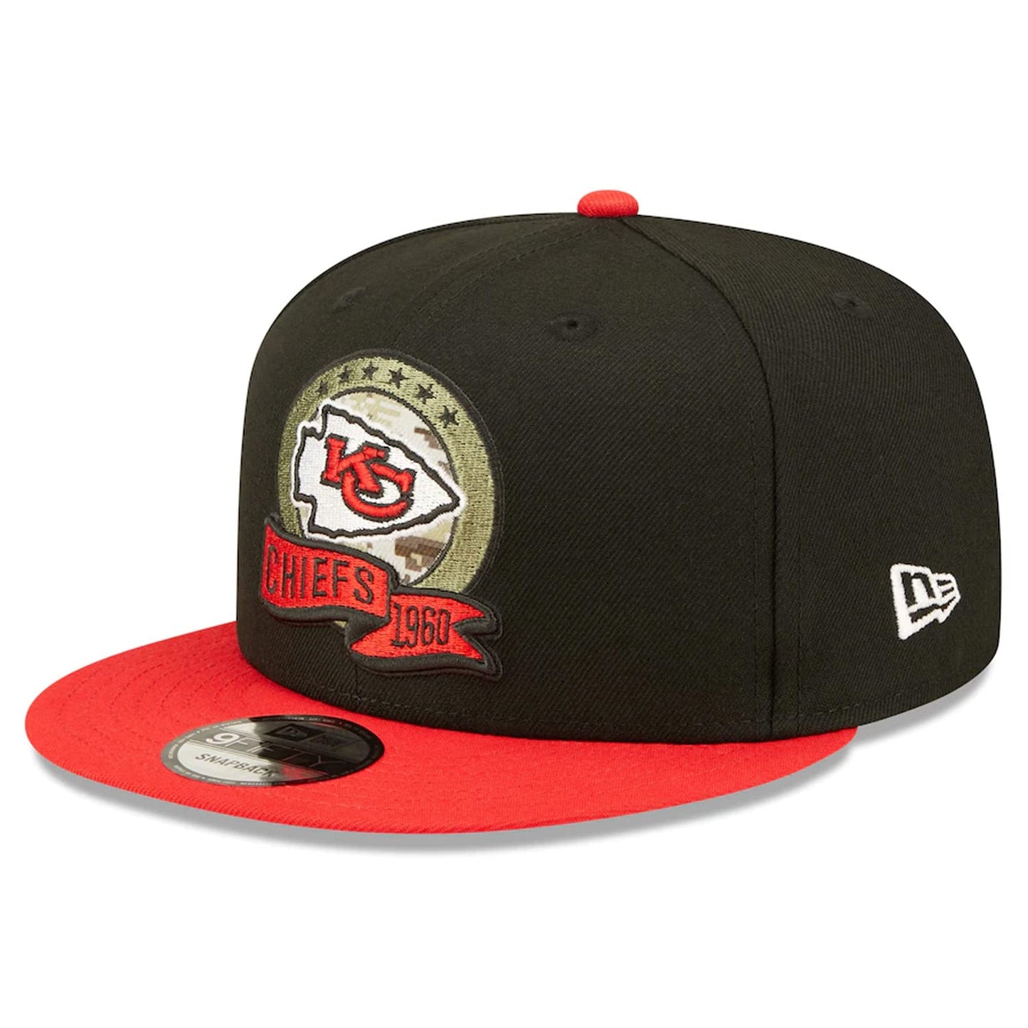 New Era Exclusive Men's Chiefs Adjustable Cap Hat One Size Fit Most Snapback/Velcro/Bucle Closure (Salute to Service 2022) Black