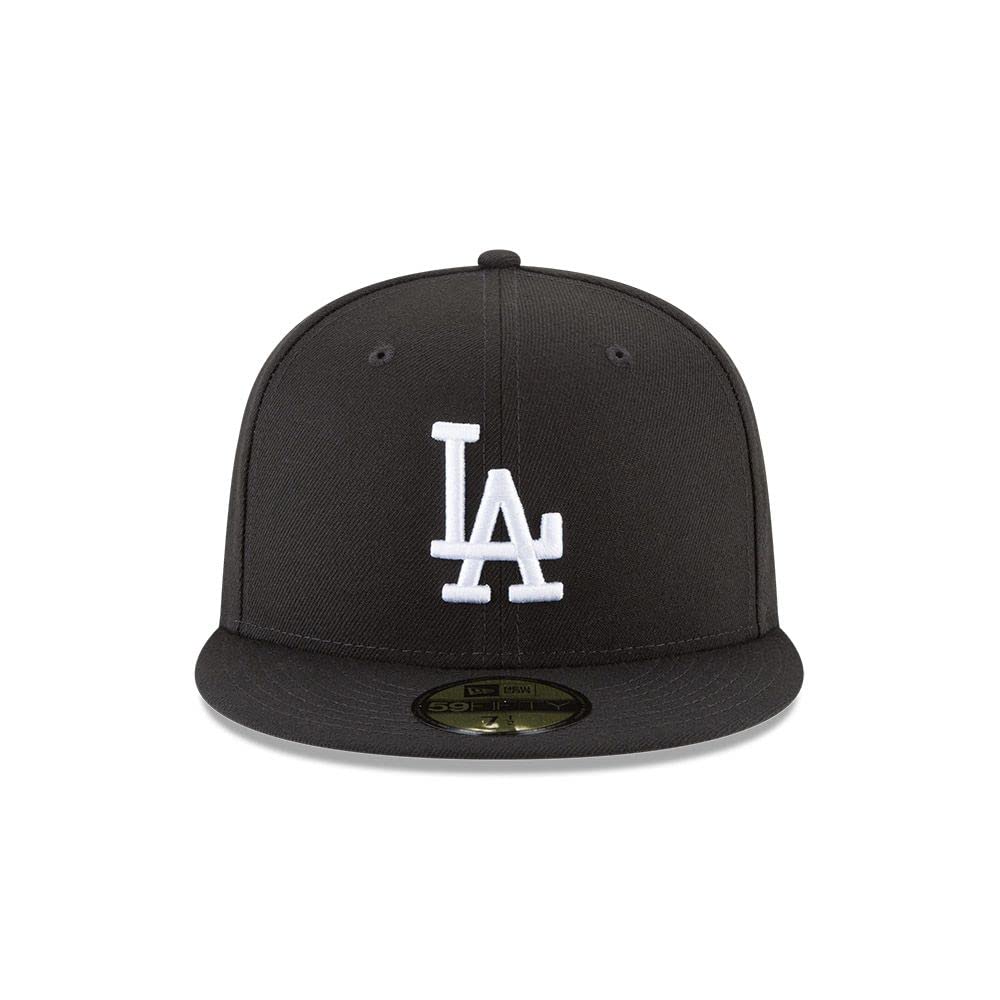 New Era Men's Black Baseball Cap - Los Angeles Dodgers Fitted Hat for Fans