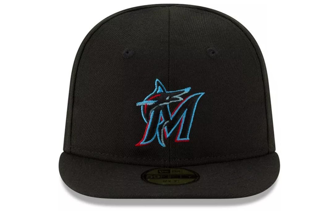 New Era Infant Miami Marlins Authentic Collection On-Field My First 59FIFTY Fitted Hat Size 6 Black/Blue