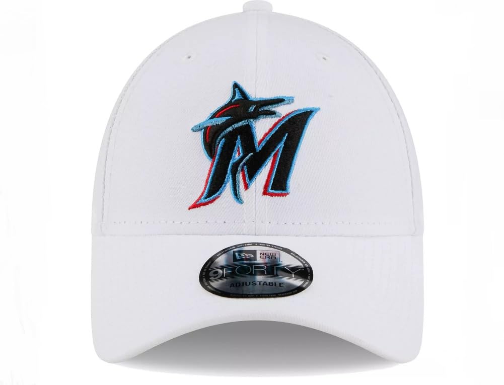 New Era Men's White Miami Marlins League II 9FORTY Adjustable Hat White/Black/Blue