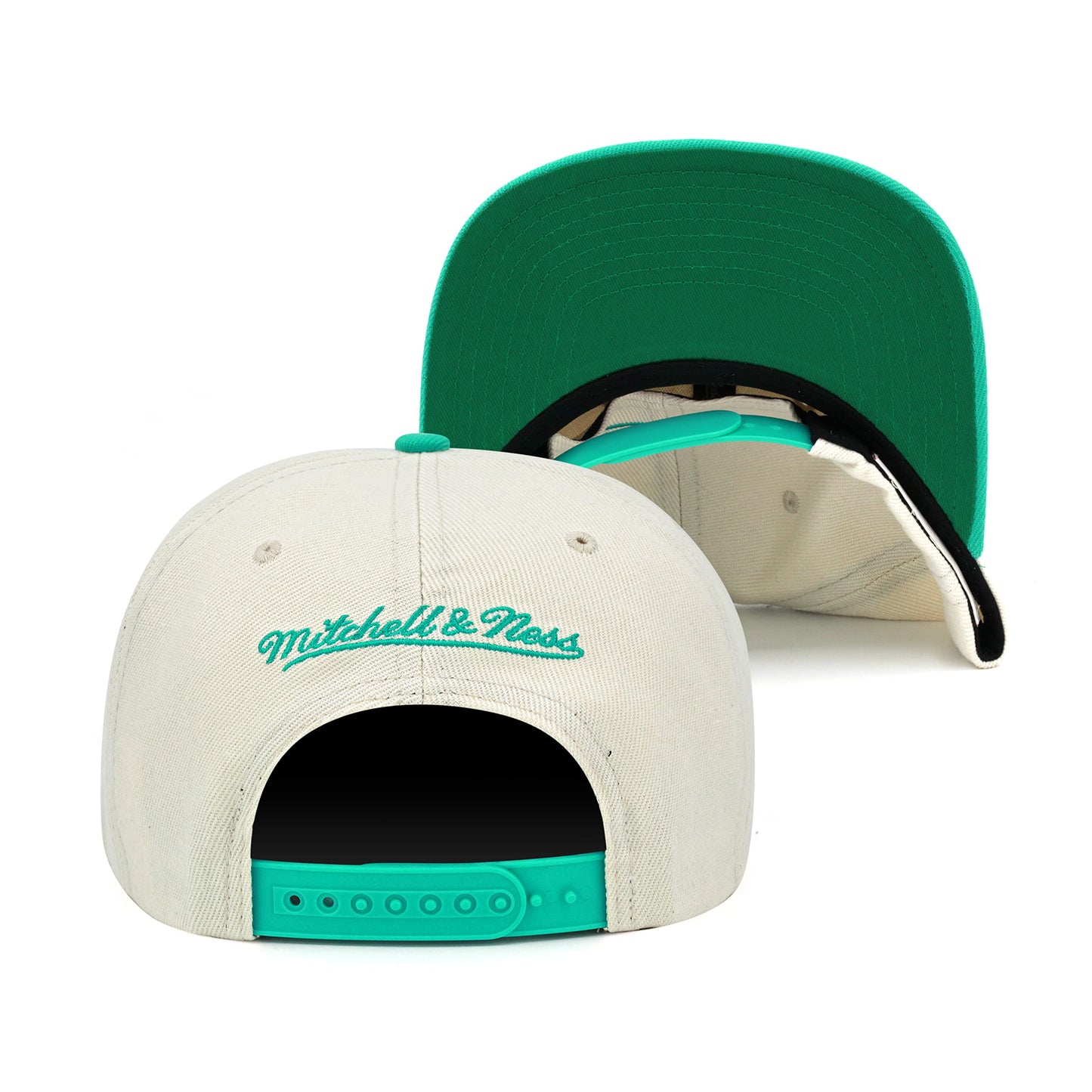 Mitchell & Ness Retro Snapback Hat Adjustable Cap - Natural Off White Logo/Hardwood Classics/Throwback