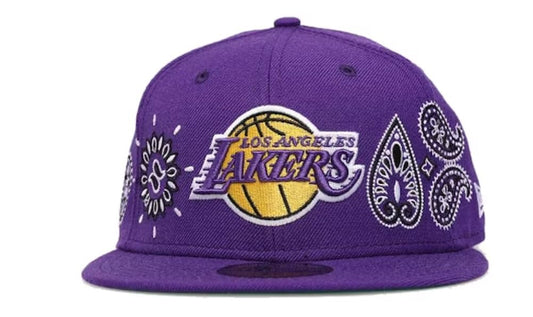 New Era Mens Los Angeles Lakers Paisley 9fifty Snapback Adjustable Baseball Hat Cap - Purple