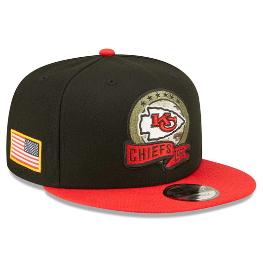 New Era Exclusive Men's Chiefs Adjustable Cap Hat One Size Fit Most Snapback/Velcro/Bucle Closure (Salute to Service 2022) Black