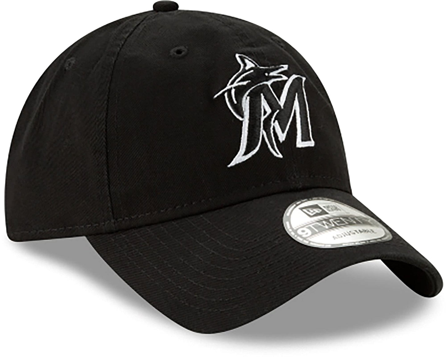New Era Miami Marlins Black White Core Classic 9TWENTY Adjustable Strapback Hat