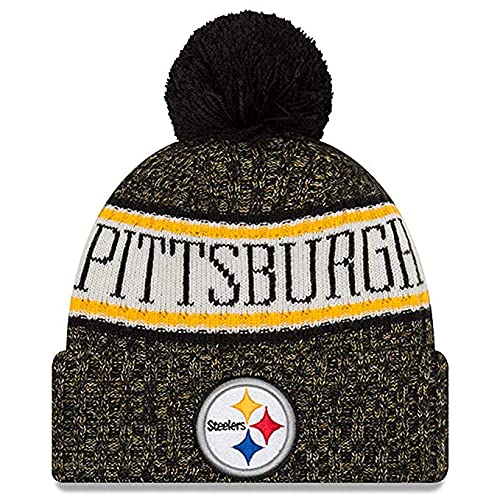 New Era Steelers Sideline Cold Weather Cuffed Knit Beanie Skully Cap Hat One Size Fit Most (Onfield 18) Black