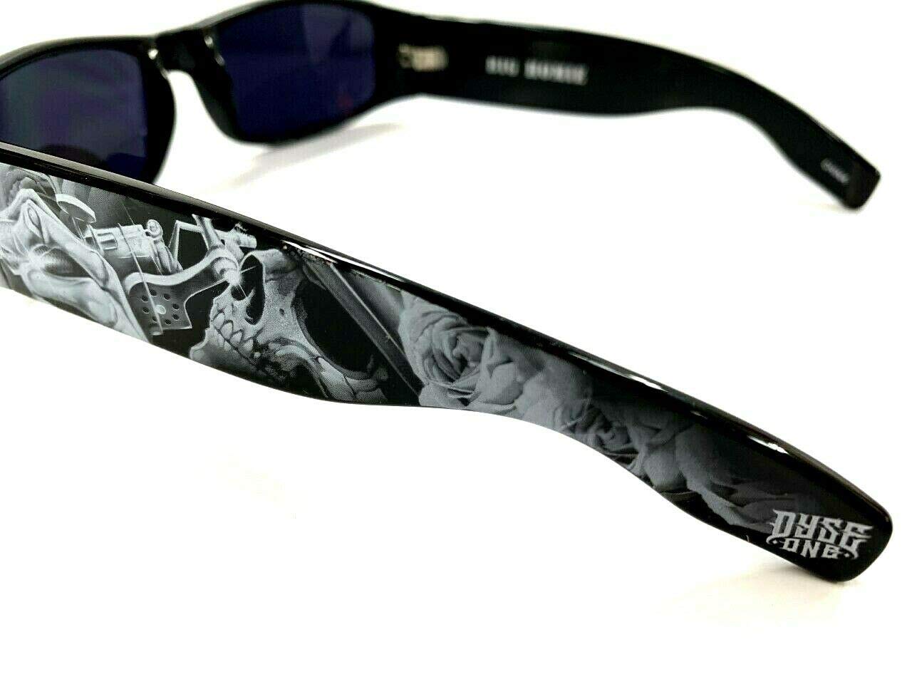 Dyse One Authentic Shades Black Guns Skull Inked Sunglasses California Lowrider Locs Style