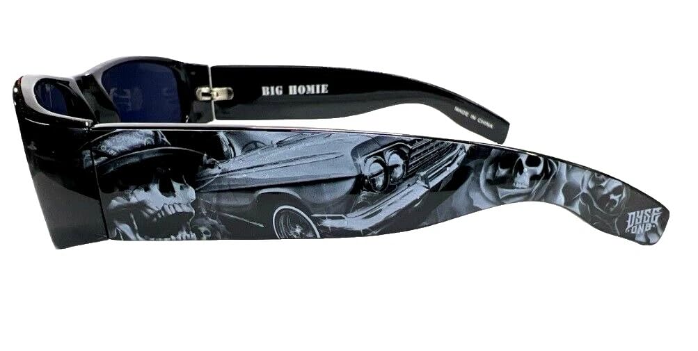 DYSE ONE Authentic Shades Good Times Skull Car Rose Ink Black Sunglasses California Lowrider Locs Style