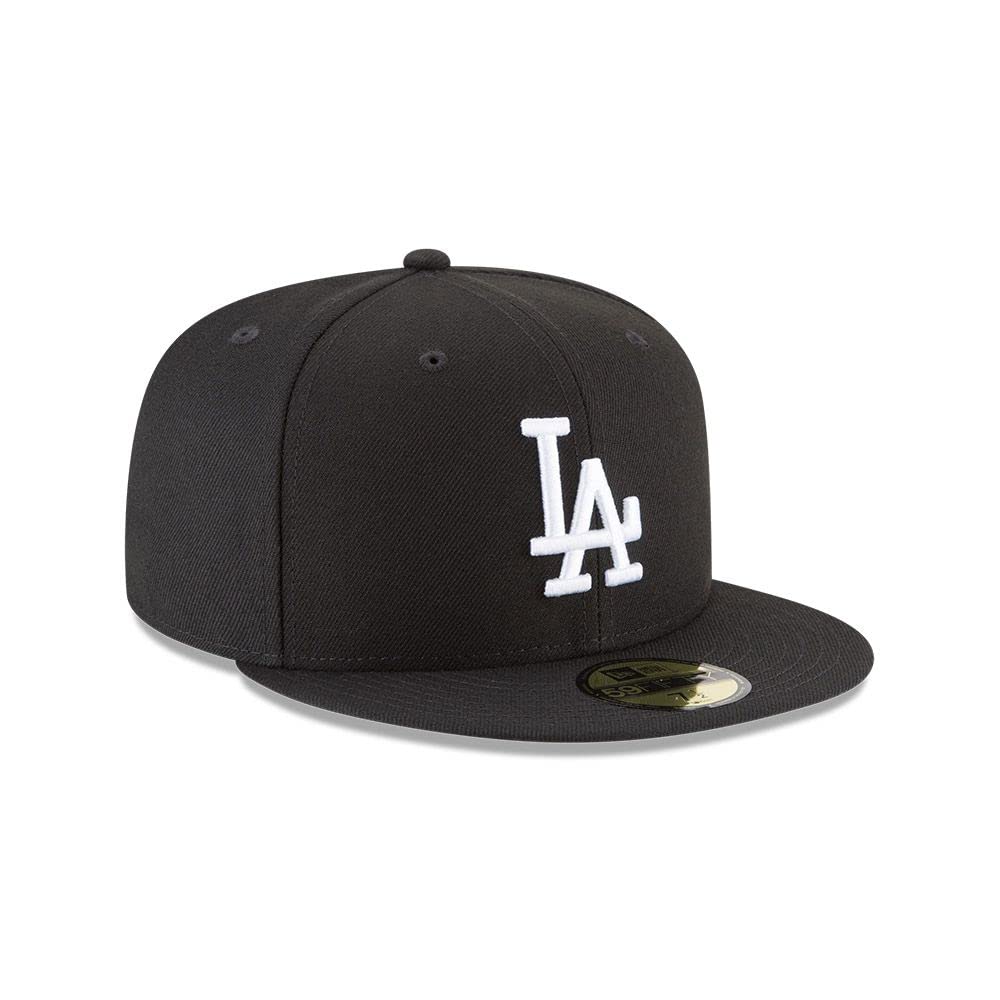 New Era Men's Black Baseball Cap - Los Angeles Dodgers Fitted Hat for Fans