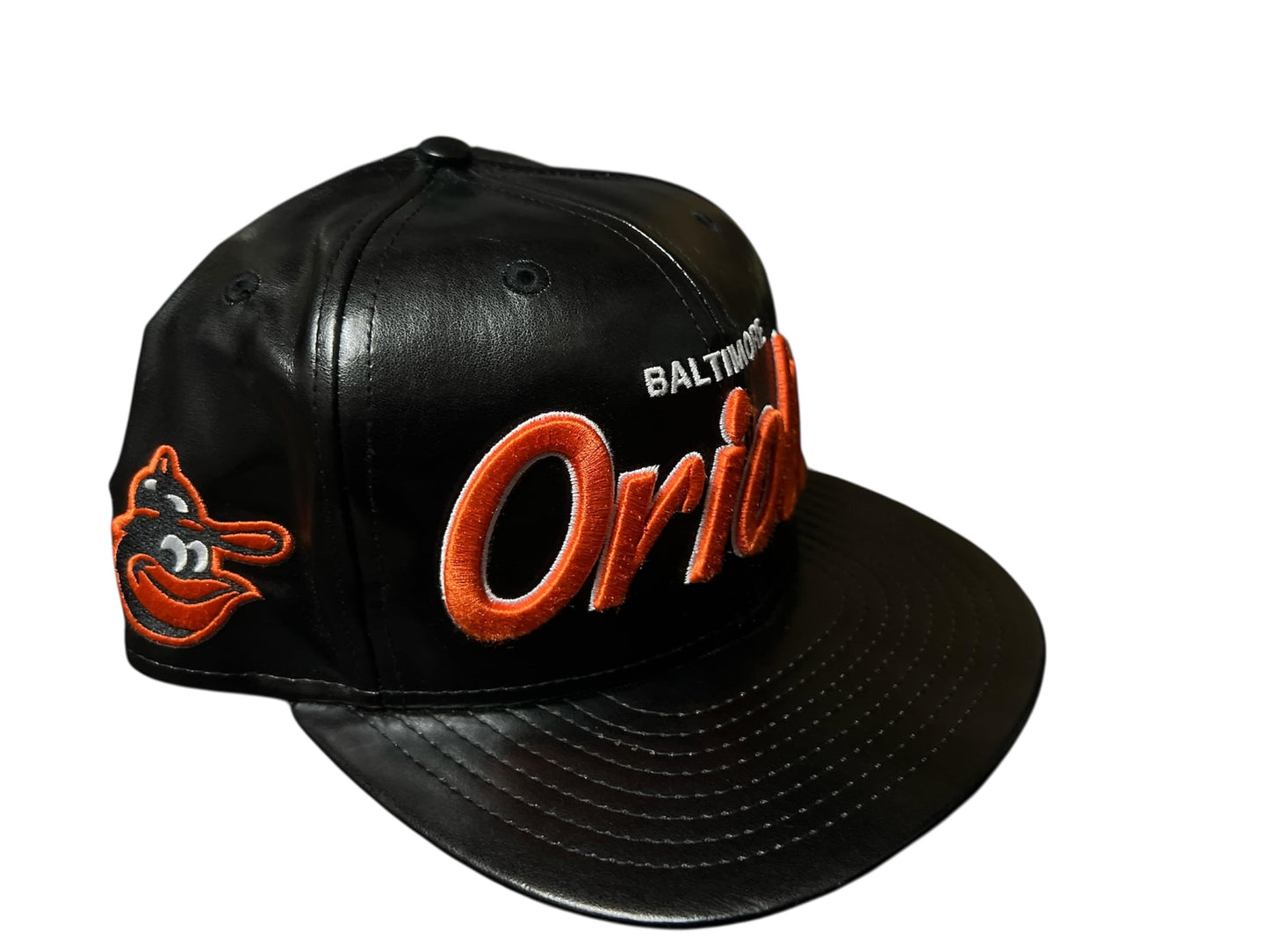 New Era Mens Baltimore Orioles Redux 9fifty Snapback Adjustable Baseball Hat Cap - Black/Orange - Faux Leather