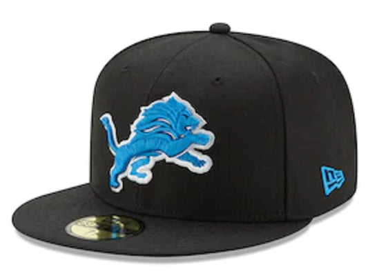 New Era Exclusive Selecition Men's Lions Motor City Adjustable Cap Hat One Size Fit Most Snapback/Velcro/Buckle Closure (Black with Blue Logo)