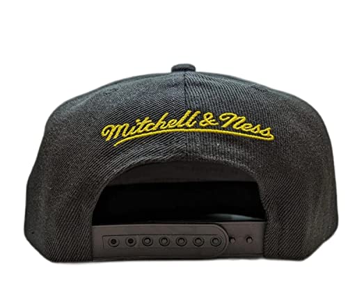 Mitchell & Ness Golden State Warriors Full Logo Snapback Adjustable Hat Cap - Black