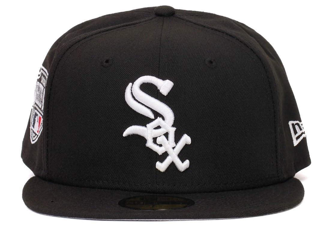 New Era Chicago White Sox 59FIFTY Fitted Cap, Hat Black White (US, Numeric, 7 1/2, Black/White)