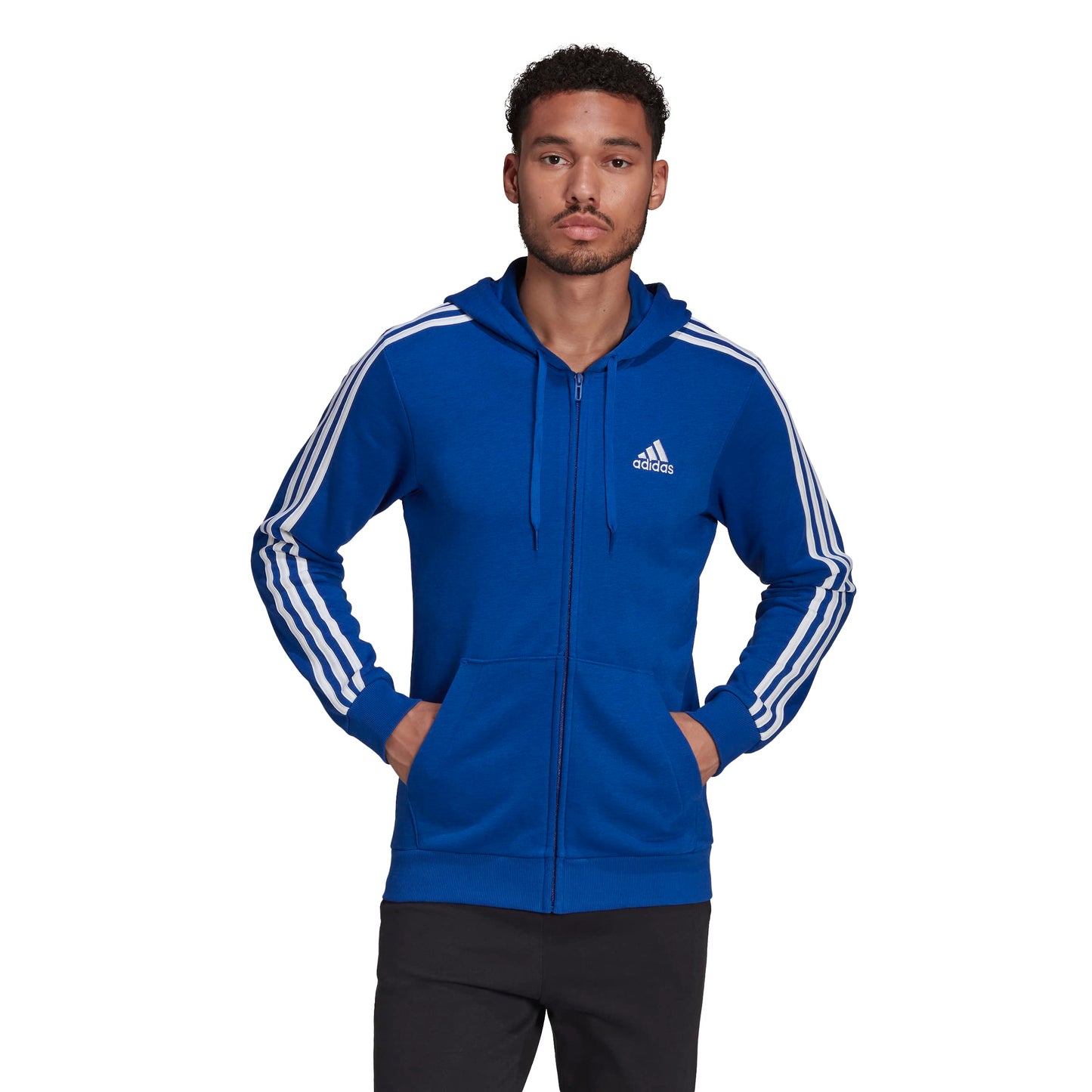 adidas Men's Essentials French Terry 3-Stripes Full-Zip Hoodie