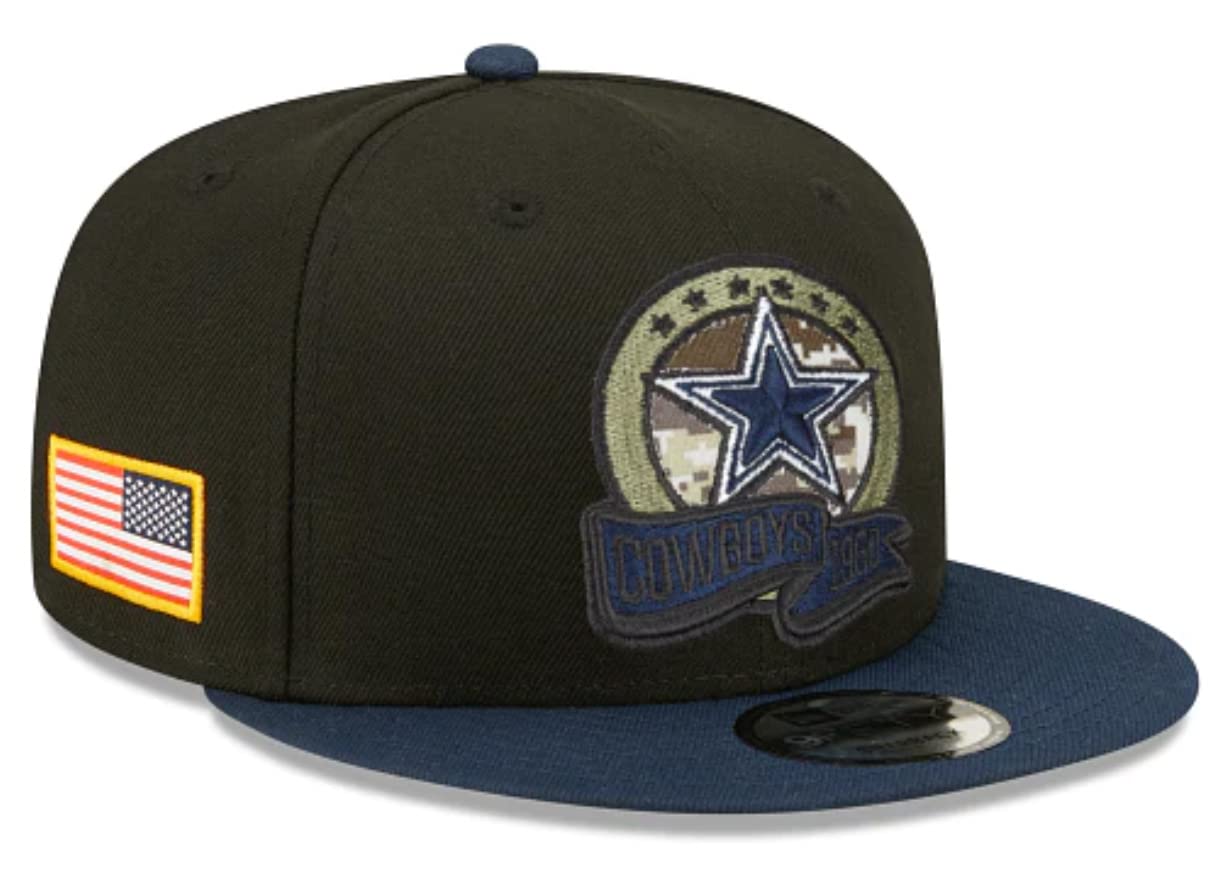 New Era Authentic Exclusive Cowboys 9Fifty Snapback/9Twenty/MVP/9Forty Adjustable Hat - OSFM (Salute to Service 22) Navy