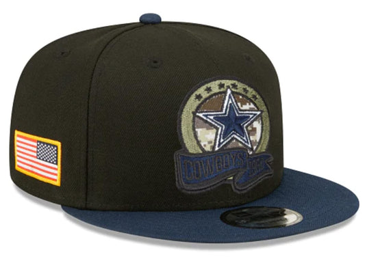 New Era Authentic Exclusive Cowboys 9Fifty Snapback/9Twenty/MVP/9Forty Adjustable Hat - OSFM (Salute to Service 22) Navy