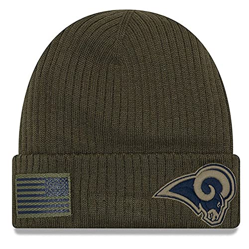 New Era Authentic Collection Rams Sideline Cold Weather Cuffed Knit Beanie Skully Cap Hat One Size Fit Most (Salute to Service) Blue