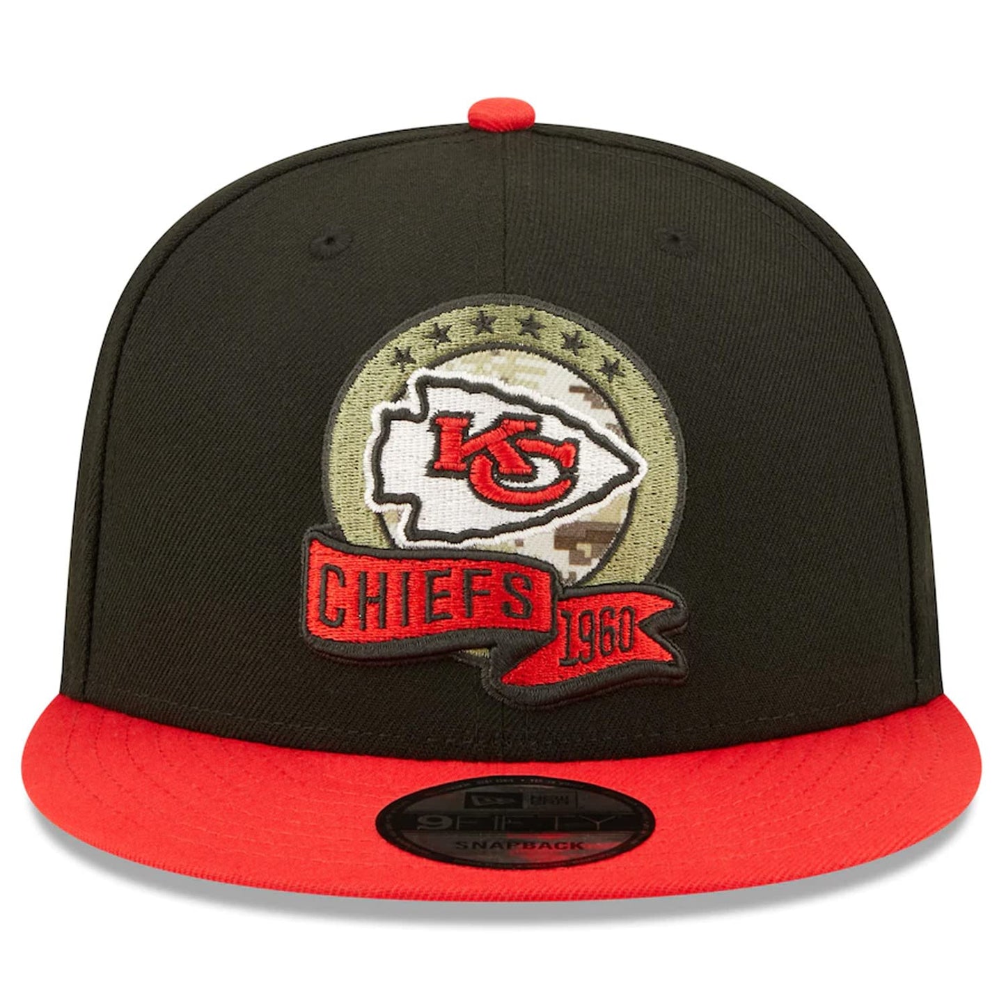 New Era Exclusive Men's Chiefs Adjustable Cap Hat One Size Fit Most Snapback/Velcro/Bucle Closure (Salute to Service 2022) Black