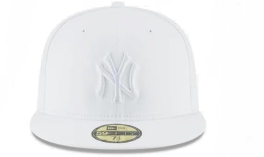New Era Men's New York Yankees White on White 59FIFTY Fitted Hat (US, Numeric, 7 3/4, Yankees White)