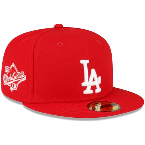 New Era LA Los Angeles Dodgers 59FIFTY 1988 World Series Champions Patch Color Pack Fitted Cap, Hat (US, Numeric, 7 5/8, Red)