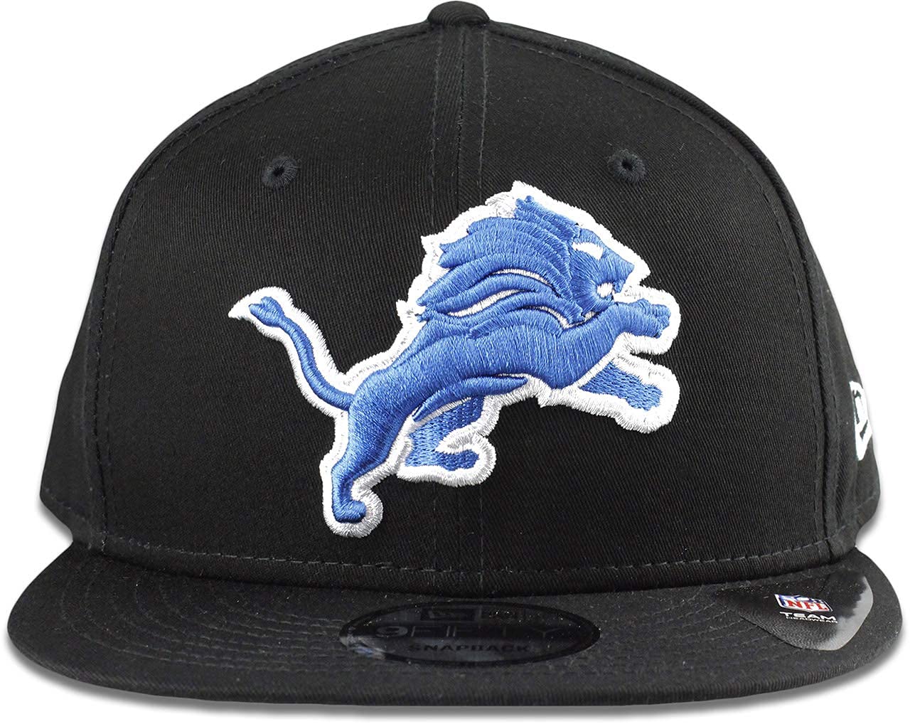 New Era Exclusive Selecition Men's Lions Motor City Adjustable Cap Hat One Size Fit Most Snapback/Velcro/Buckle Closure (Black with Blue Logo)