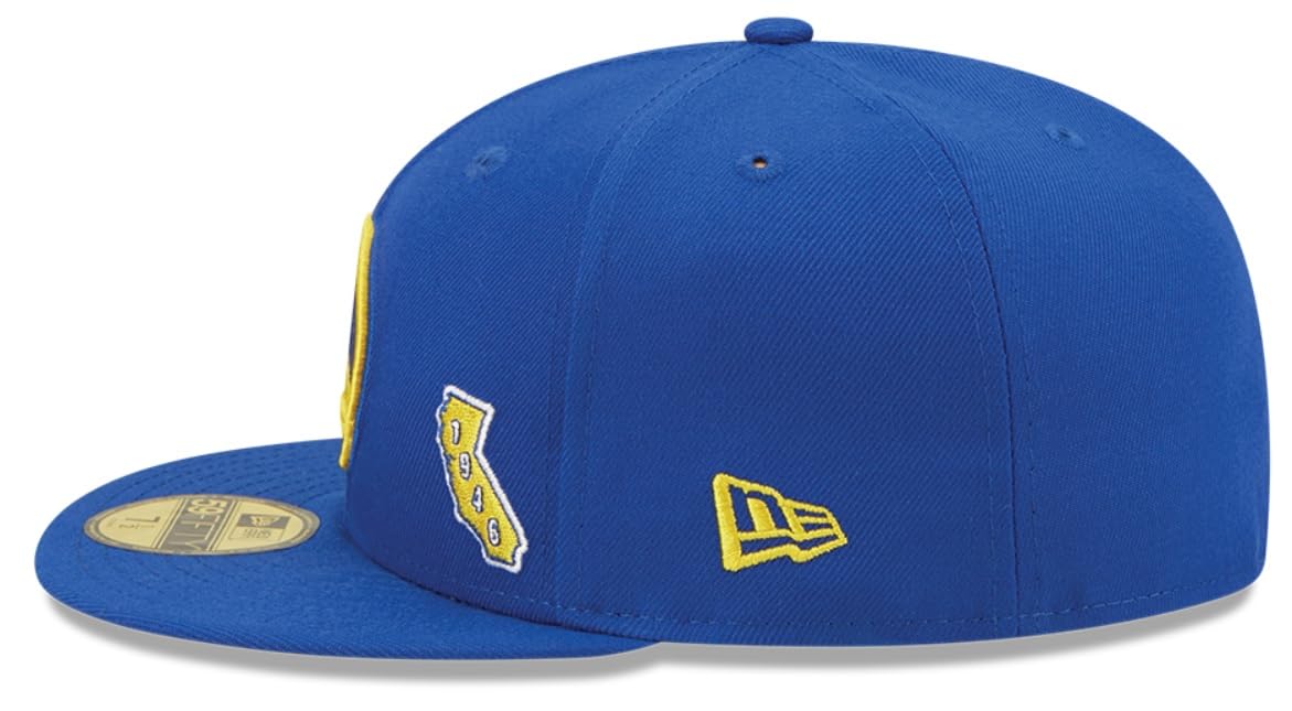 New Era 59fifty Golden State Warriors Identity Fit Fitted Hat Cap Men's Royal Blue (US, Numeric, 7 1/8, Royal Blue)