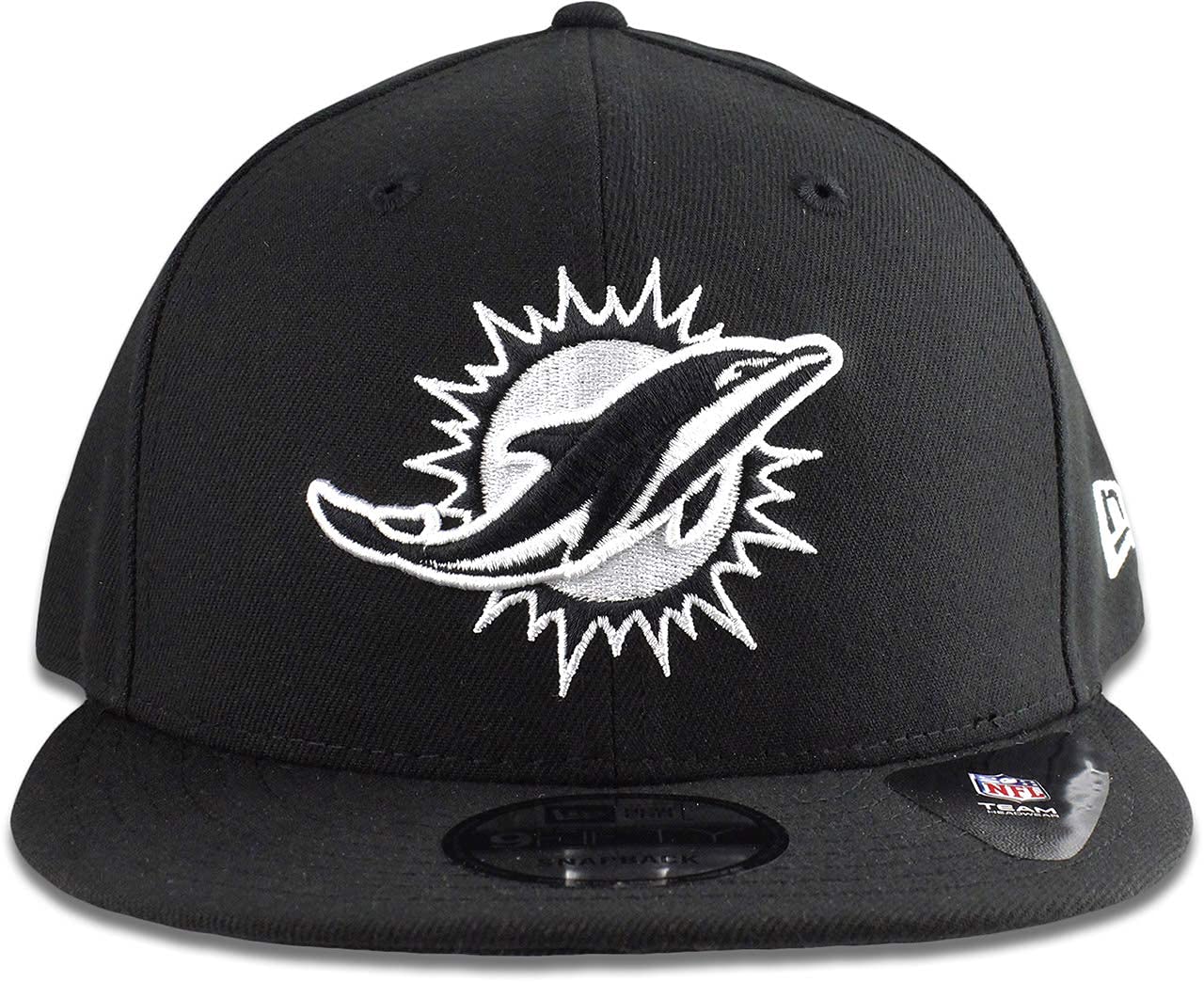 New Era Authentic Exclusive Dolphins 9Fifty Snapback/9Twenty/MVP/9Forty Adjustable Hat - OSFM (Black with White Logo)