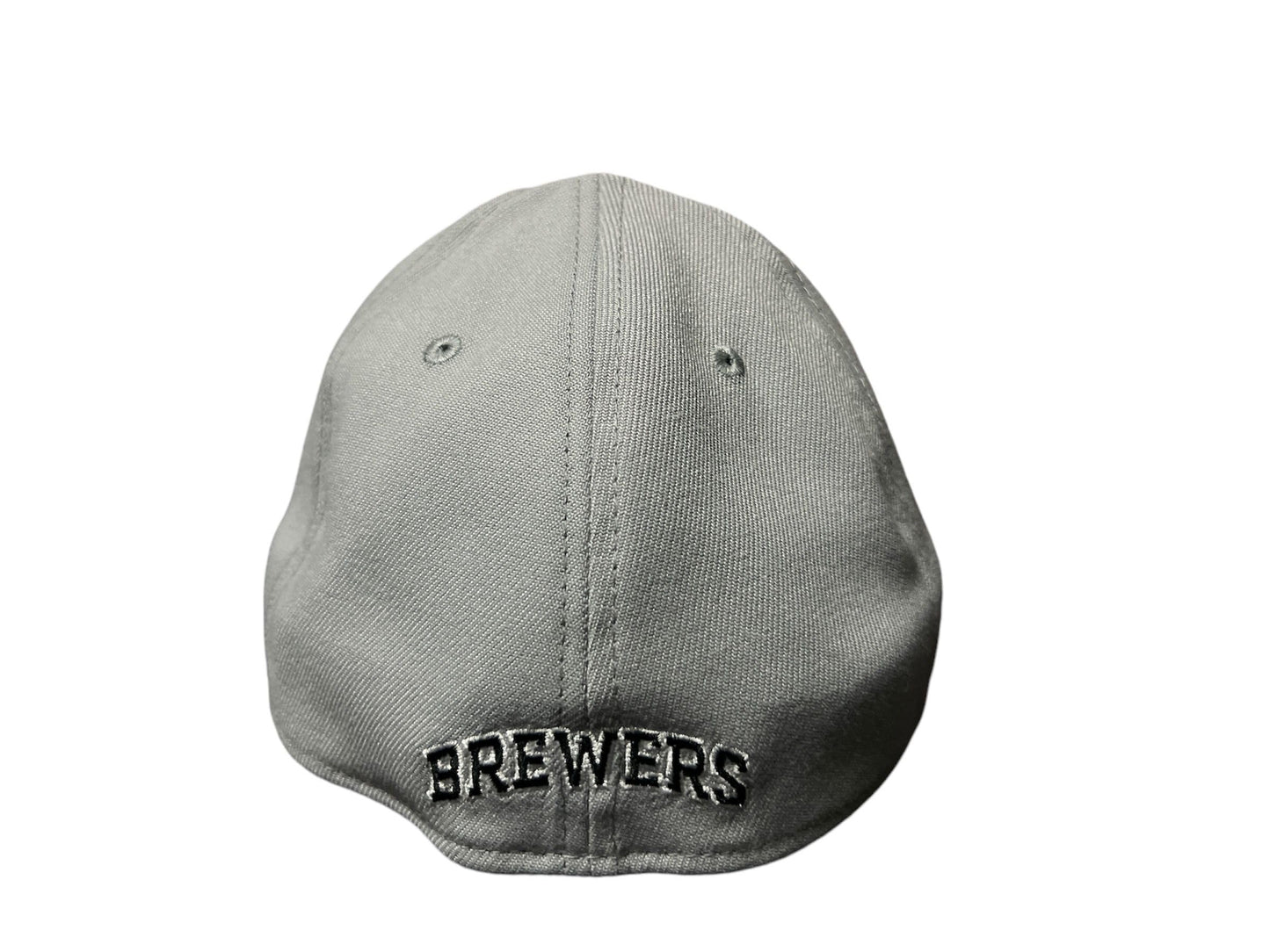 New Era Men's Milwaukee Brewers Glove Classic Flex-Fit Hat -Gray/Black Stretch Cap (US, Alpha, Medium, Large, Grey/Black)