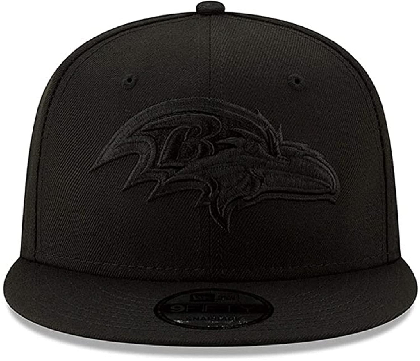 New Era Authentic Exclusive Ravens 9Fifty Snapback/9Twenty/MVP/9Forty Adjustable Hat - OSFM (Black On Black)