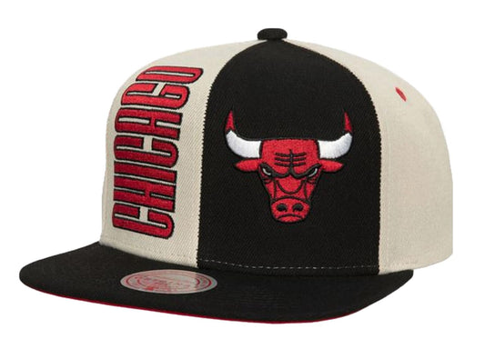 Mitchell & Ness Chicago Bulls Pop Panel Snapback Adjustable Hat Cap - Off White and Black