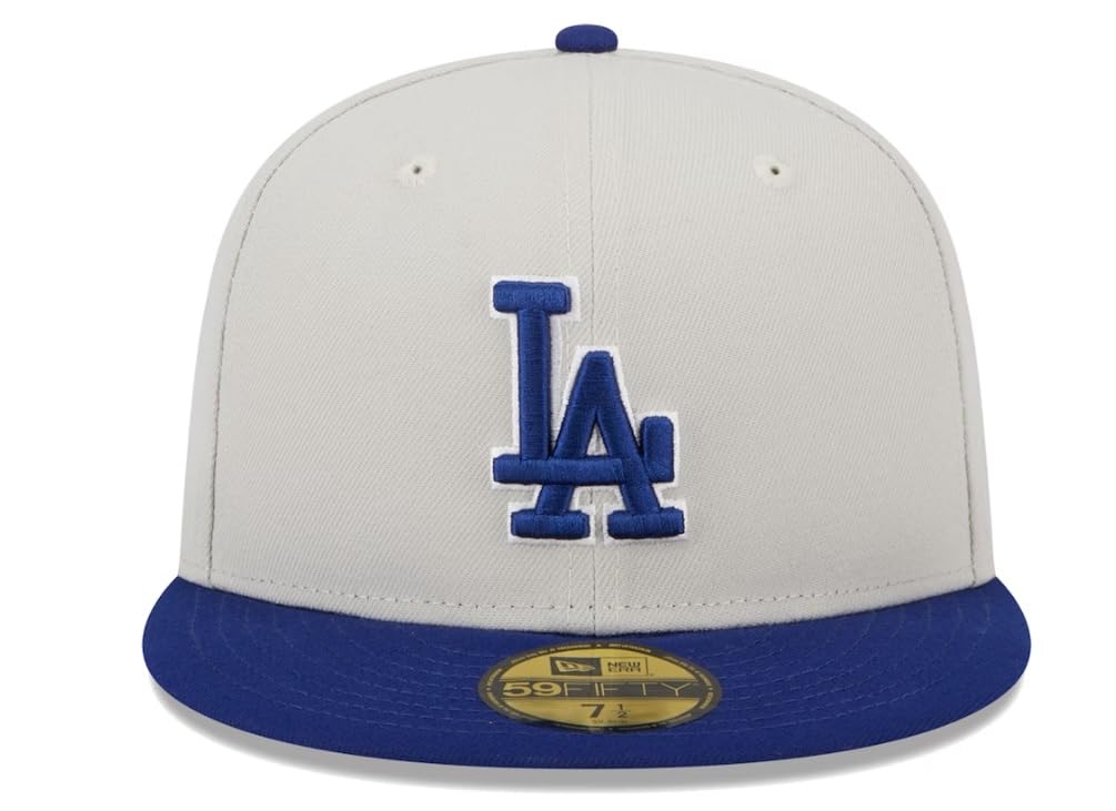 New Era Men's Los Angeles Dodgers Light Gray/Royal World Class Series 2020 Back Patch 59FIFTY Fitted Hat (US, Numeric, 7 1/4, Light Grey/Blue)