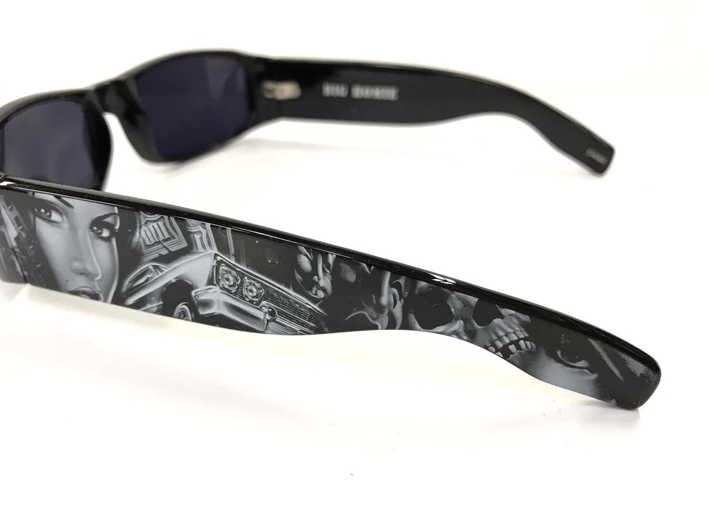 Dyse One Shades Impala Money Skull Smiley Black Sunglasses California Lowrider Style