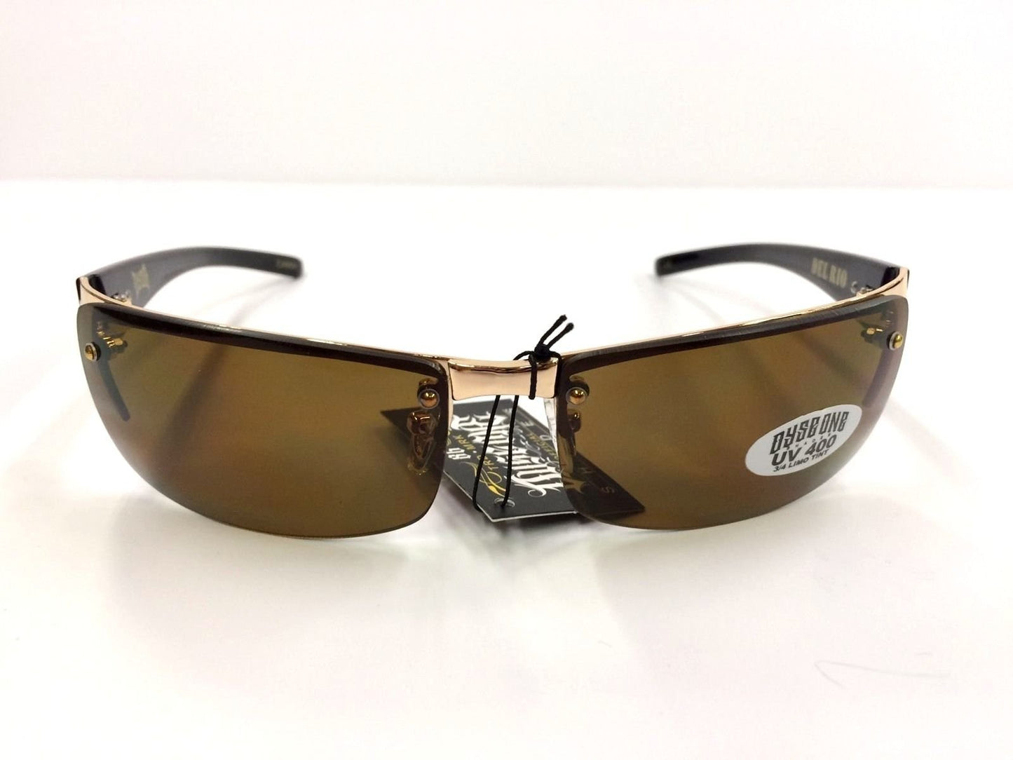 DYSE ONE Authentic Shades Del Rio Gold Brown Metal Sunglasses Cali Lowrider Style